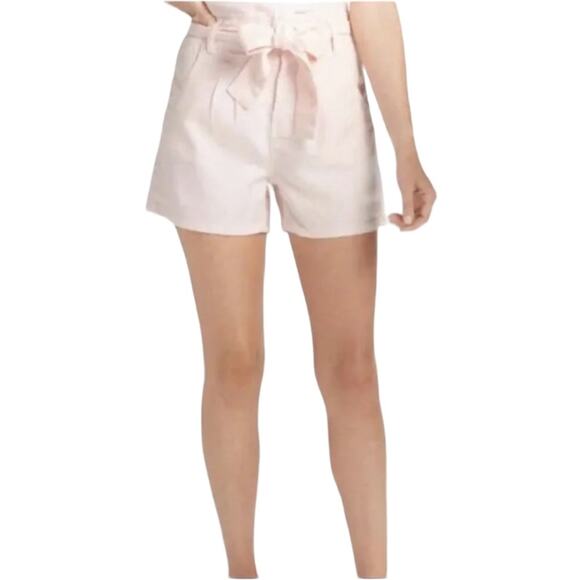 Hudson High Rise Paperbag Linen Blend Shorts in Pearl Blush New Size 32 - Picture 3 of 8